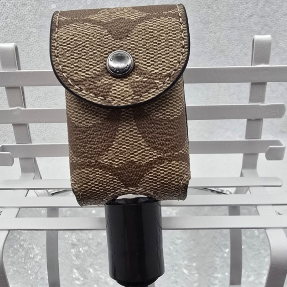 Coach Hand Sanitizer Holder Refillable Signature Logo Khaki Bag Charm - Picture 10 of 10